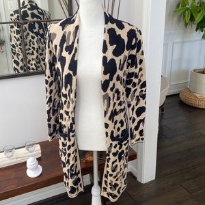 Chicos leopard Animal print long cardigan with pockets 00P XSP
